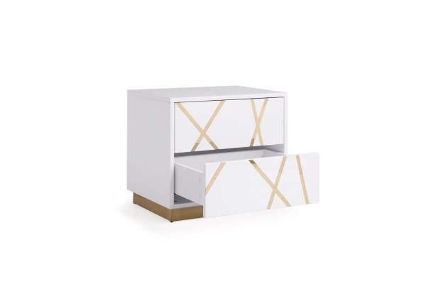 Modrest Nixa Modern White & Gold Nightstand - Image 2