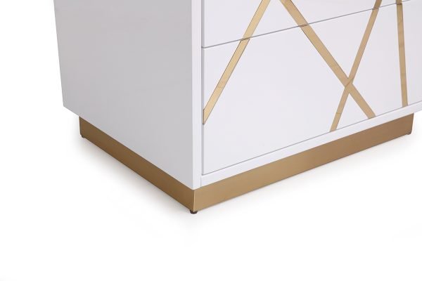 Modrest Nixa Modern White & Gold Nightstand - Image 5
