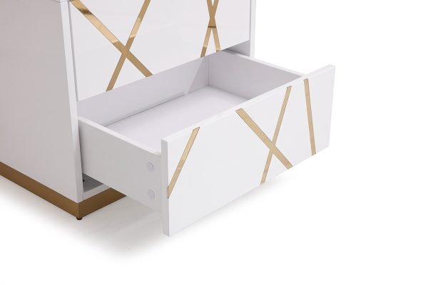 Modrest Nixa Modern White & Gold Nightstand - Image 4