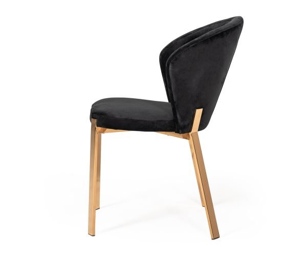 Modrest Nadia Modern Black Velvet & Rosegold Dining Chair (Set of 2) - Image 5