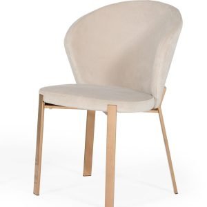 Modrest Nadia - Modern Beige Velvet & Rosegold Dining Chair (Set of 2)