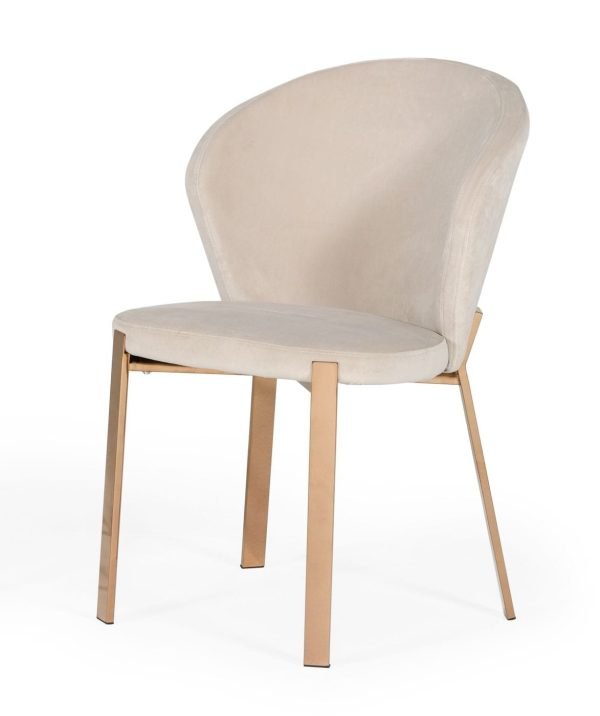 Modrest Nadia - Modern Beige Velvet & Rosegold Dining Chair (Set of 2)