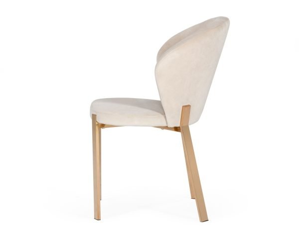 Modrest Nadia - Modern Beige Velvet & Rosegold Dining Chair (Set of 2) - Image 4