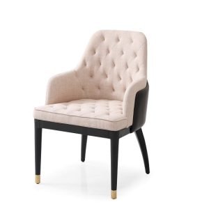 Modrest Nara - Glam Beige Fabric, Black Bonded Leather and Champagne Gold Dining Chair