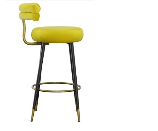 Modrest Nassau - Modern Glam Yellow with Black & Gold Barstool - Image 3