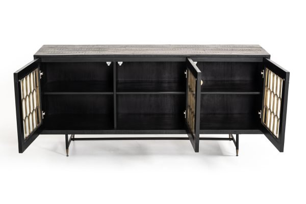Modrest Natalie Modern Black Acacia & Antique Brass Buffet - Image 2