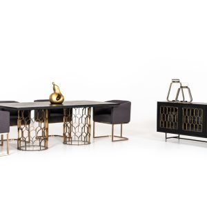 Modrest Natalie Modern Black Acacia & Antique Brass Buffet