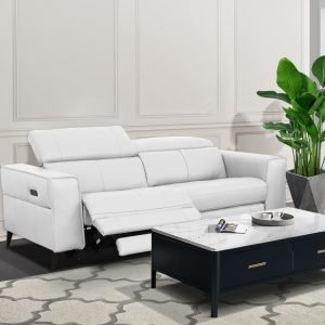 Divani Casa Nella - Modern White Leather Loveseat w/ Electric Recliners
