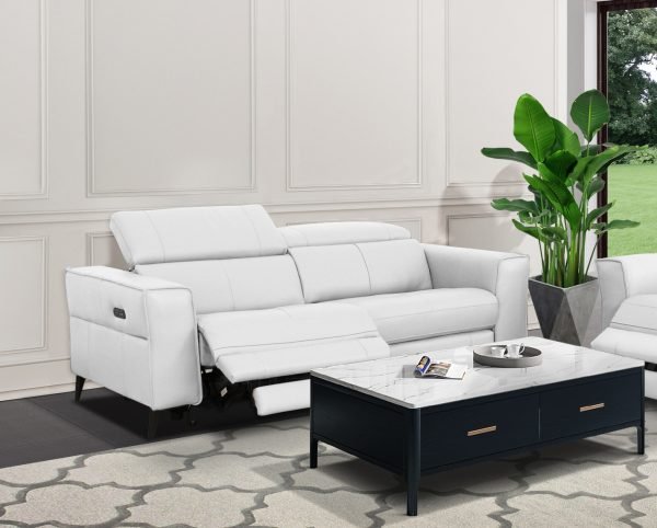 Divani Casa Nella - Modern White Leather Loveseat w/ Electric Recliners