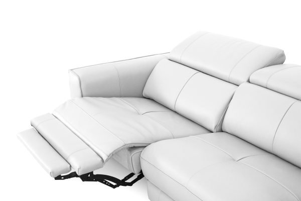 Divani Casa Nella - Modern White Leather Sofa w/ Electric Recliners - Image 4