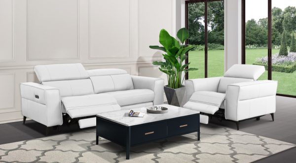 Divani Casa Nella - Modern White Leather Loveseat w/ Electric Recliners - Image 2