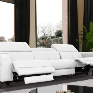 Divani Casa Nella - Modern White Leather Sofa w/ Electric Recliners