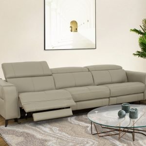 Divani Casa Nella - Modern Light Grey Leather Sofa w/ Electric Recliners
