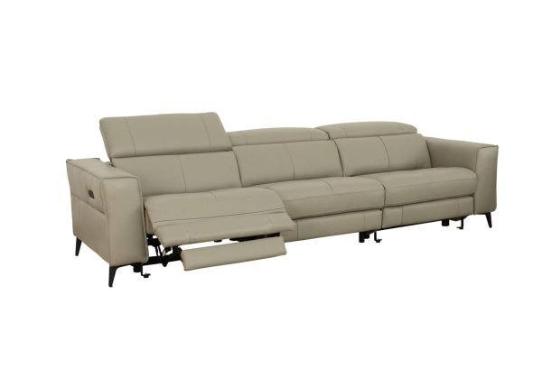 Divani Casa Nella - Modern Light Grey Leather Sofa w/ Electric Recliners - Image 3