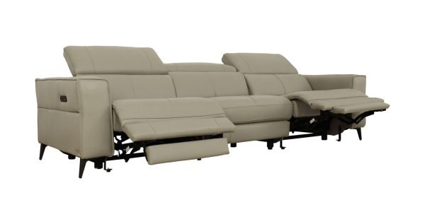 Divani Casa Nella - Modern Light Grey Leather Sofa w/ Electric Recliners - Image 4