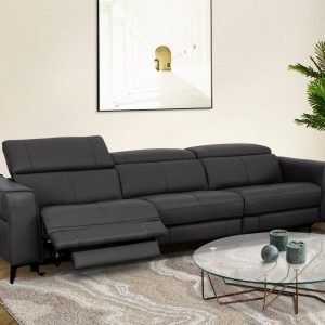 Divani Casa Nella - Modern Black Leather Sofa w/ Electric Recliners
