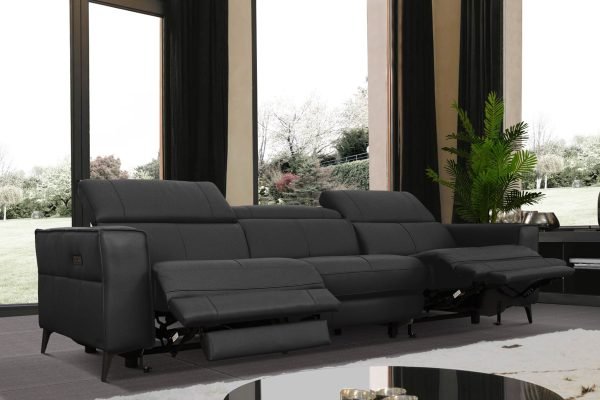 Divani Casa Nella - Modern Black Leather Sofa w/ Electric Recliners - Image 2