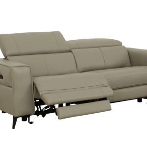 Divani Casa Nella - Modern Light Grey Leather Loveseat w/ Electric Recliners