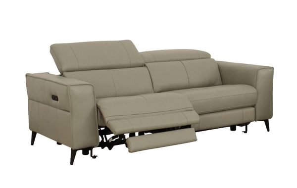 Divani Casa Nella - Modern Light Grey Leather Loveseat w/ Electric Recliners