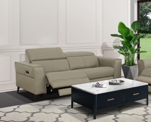 Divani Casa Nella - Modern Light Grey Leather Loveseat w/ Electric Recliners - Image 2