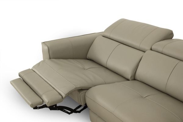 Divani Casa Nella - Modern Light Grey Leather Loveseat w/ Electric Recliners - Image 3