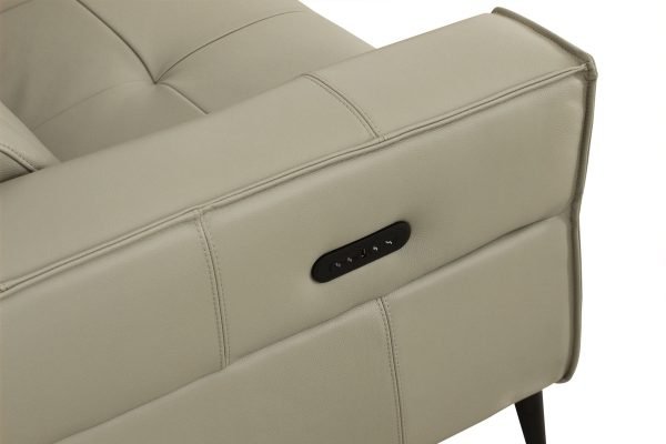 Divani Casa Nella - Modern Light Grey Leather Loveseat w/ Electric Recliners - Image 4