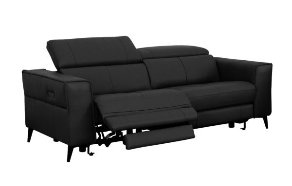 Divani Casa Nella - Modern Black Leather Loveseat w/ Electric Recliners