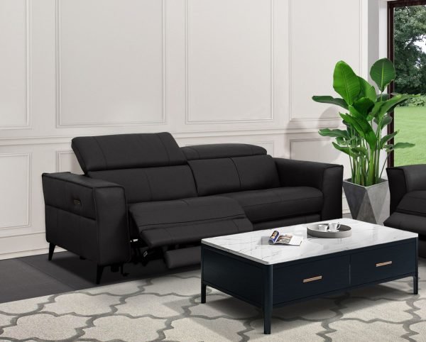 Divani Casa Nella - Modern Black Leather Loveseat w/ Electric Recliners - Image 2