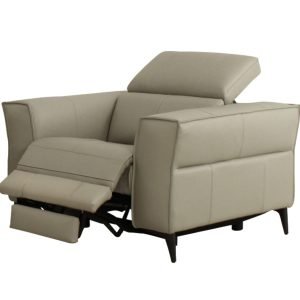 Divani Casa Nella - Modern Light Grey Leather Armchair w/ Electric Recliner