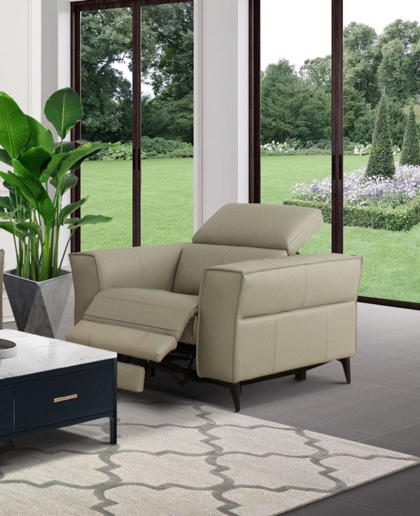 Divani Casa Nella - Modern Light Grey Leather Armchair w/ Electric Recliner - Image 2