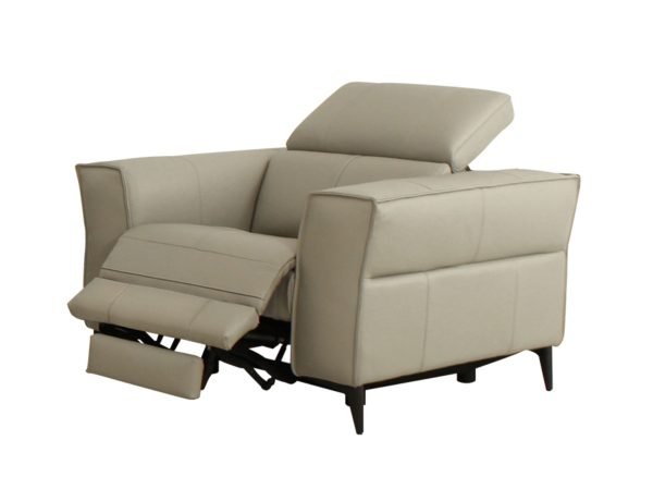 Divani Casa Nella - Modern Light Grey Leather Armchair w/ Electric Recliner - Image 3