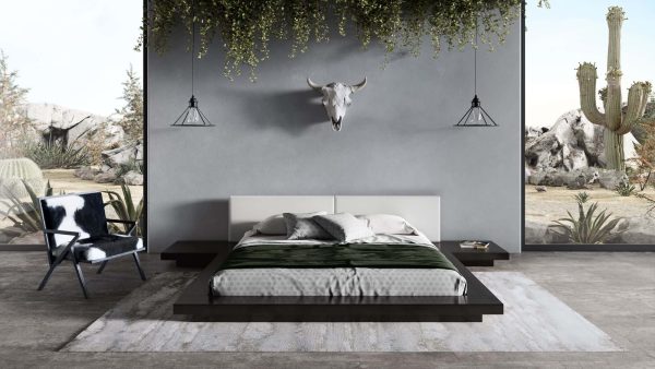 Modrest Tokyo - Eastern King Contemporary Black and White Platform Bed - Image 3