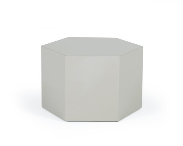 Modrest Newmont - Small Light Grey High Gloss End Table - Image 3