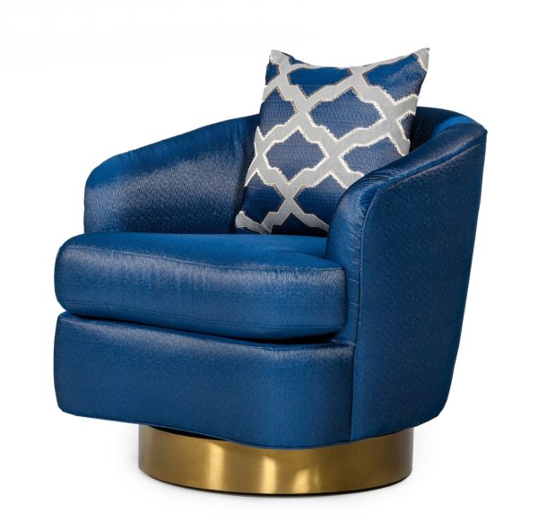 Modrest Niagra - Glam Blue and Gold Fabric Accent Chair - Image 2