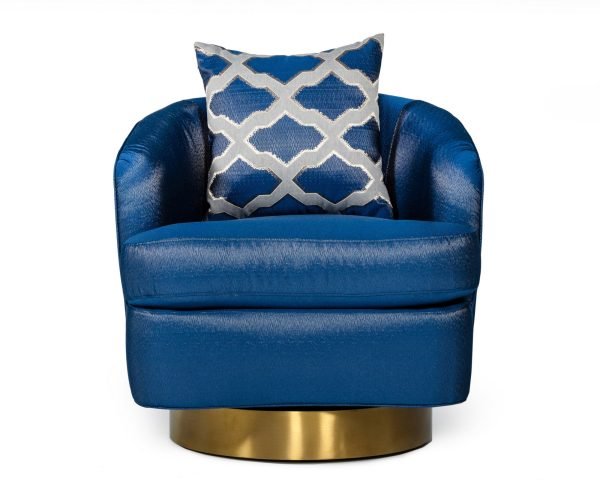 Modrest Niagra - Glam Blue and Gold Fabric Accent Chair - Image 5