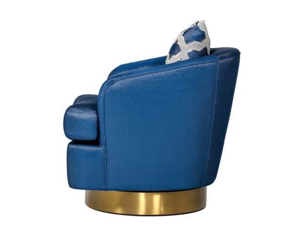 Modrest Niagra - Glam Blue and Gold Fabric Accent Chair - Image 4