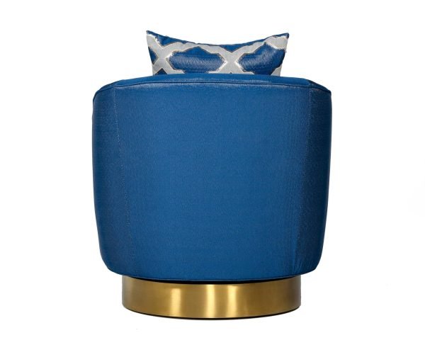 Modrest Niagra - Glam Blue and Gold Fabric Accent Chair - Image 3