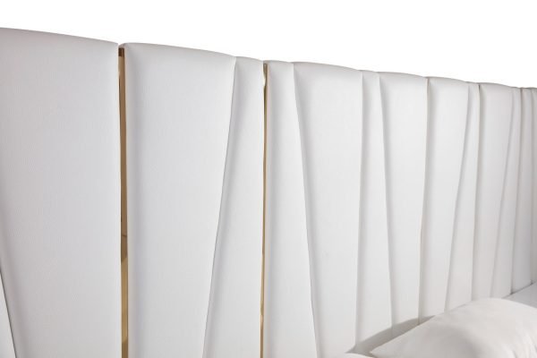 Modrest Nixa - California King Modern White + Gold Bed + Nightstands - Image 4