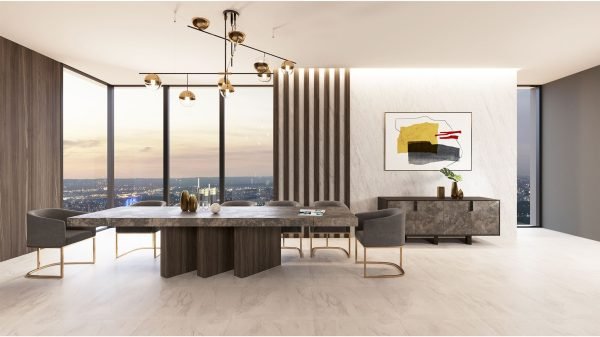 Nova Domus Amsterdam - Modern Grey Volcano & Eucalyptus Oak Dining Table - Image 4