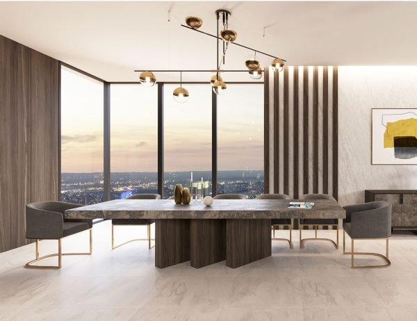 Nova Domus Amsterdam - Modern Grey Volcano & Eucalyptus Oak Dining Table - Image 5