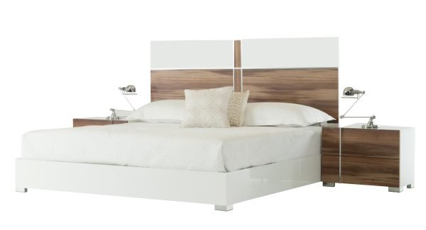 Eastern King Nova Domus Giovanna Italian Modern White and Cherry EK Bed