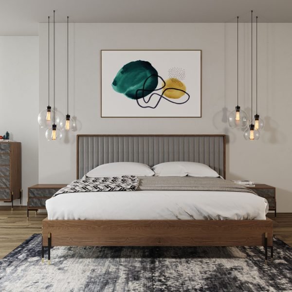 Nova Domus Metcalf - Mid-Century Walnut & Grey Bedroom Set - Image 3