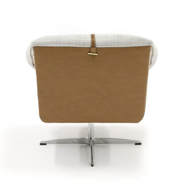 Modrest Ohio - Swivel Grey and Camel Fabric Accent Chair - Image 3