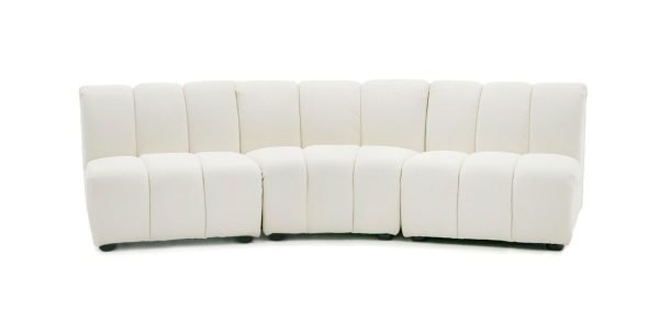 Divani Casa Olandi - Modern White Fabric Curved Sectional Sofa - Image 3