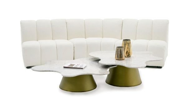 Divani Casa Olandi - Modern White Fabric Curved Sectional Sofa - Image 4