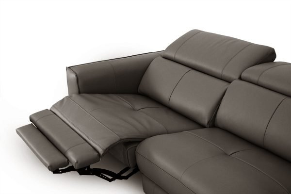 Divani Casa Nella - Modern Dark Grey Leather Sofa w/ Electric Recliners - Image 2