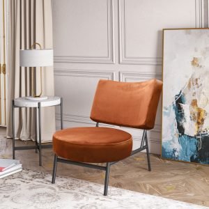 Modrest Sami - Modern Orange Velvet Accent Chair