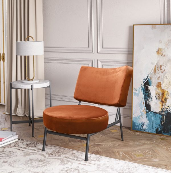 Modrest Sami - Modern Orange Velvet Accent Chair