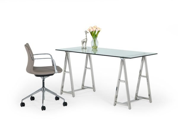 Modrest Ostro - Modern Stainless Steel + Glass Desk - Image 4
