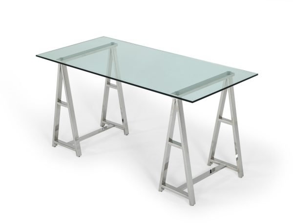 Modrest Ostro - Modern Stainless Steel + Glass Desk - Image 5
